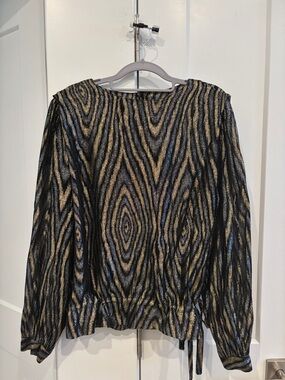 Vintage Lloyd William’s Metallic Patterned Long-Sleeve Blouse. Size 10